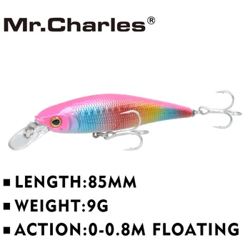 Mr Charles CMC020 Fiske Lure 85mm/9g 0-0.8 m Flytande Super Sjunkande Minnow Vev Hårt Bete Hot Modell Vev Bete 3D Ögon