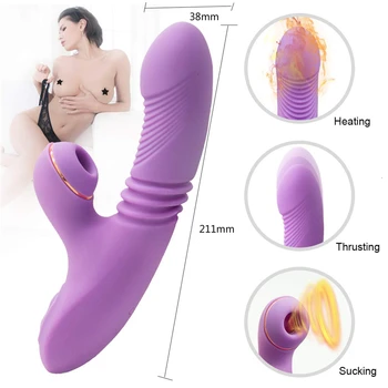Multi Speed Klitoris Suger Sköt G-spot Rabbit Vibrator Dildo Par Sex-leksaker Konstant Temperatur Värme Kraftfull Vibrator