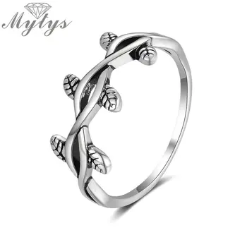 Mytys Interlaced Vinstockar Ring för Kvinnor anläggningskonstruktion Enkelt sätt Stapling Ring Tillbehör Mode Retro Antik Design R2122