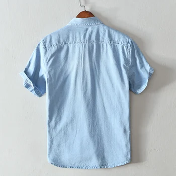 Män casual Denim shirt ny 2020 sommaren kortärmad blå skjorta av Hög kvalitet toppar Camisa masculina 558