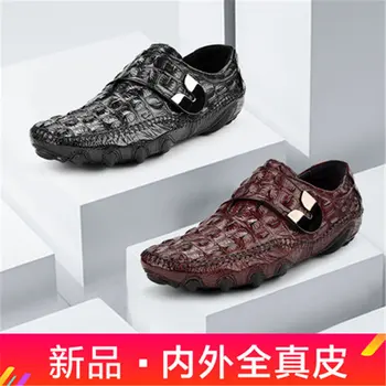 Män casual skor Krokodil skor mode för män skor 100 par bean skor för män läder falla nya
