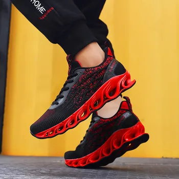 Män lätt mesh casual skor andas lace-upp non-slip sneakers outdoor fitness running skor Nya Fyren Bladet Skor