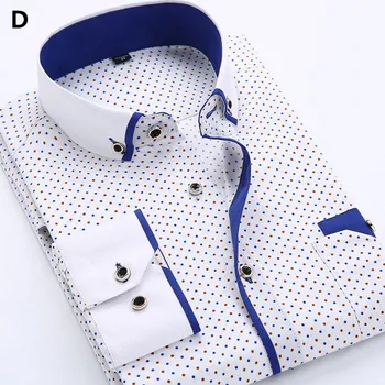 Män Mode Avslappnad Länge Sleeved Tryckta skjorta Slim Fit Manliga Sociala Företag Klänning Skjorta Märke Män Mjuka Bekväma Kläder