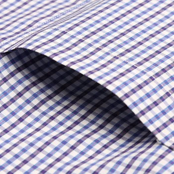 Män Mode Lång-Ärm Standard-fit Rutig Pläd Skjortor Inre Patch Ficka Tunna Smart Casual Rutig Blus Toppar Shirt