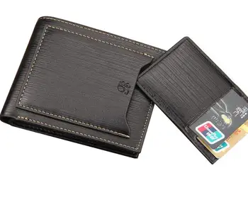 Män Plånbok PU Läder Business Casual Bi-Fold Plånbok engelsk Stil Kort Plånbok med Separat Kort Hållare