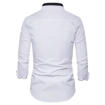 Män Svart Vit Färg Randig långärmad Casual Skjorta Camisa Masculina Slim Fit Streetwear Mens Skjortor för Män