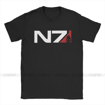 Män T-Shirts N7 M Shep Mass Effect Bomull Tee Kort Ärm Garrus Commander Wrex Mordin Spelet T-Shirt Crew Neck Toppar Plus-Storlek