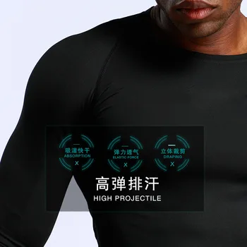 Män T-Skjorta Compression Shirt Som Kör Tajt Träning Långärmad Tshirt Bodybuilding Fitnesscenter Kläder Torra Fit Tee Shirt Top2