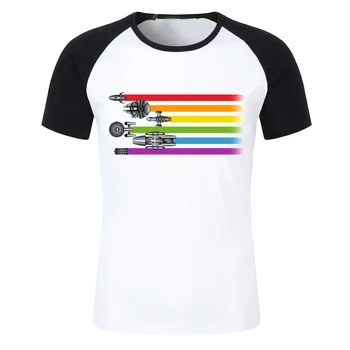 Män T-Skjorta Rymdskepp Rainbow Stolthet Lugn Tusenåriga Falcon Battlestar Galactica Konstnärliga Awesome Teckningar Tryckta Tee