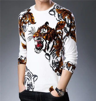 Mönster Tiger Huvud Ut Tröja Designer Maloja Herren Pullover Sweter Masculino 2020 Våren Kazak Bayan Tricot Homme Manliga Tröja