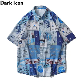 Mörka Ikonen Full Tryckt Hawaii Skjorta Män uppbäddningsservice Colloar polotröjor Man Blus