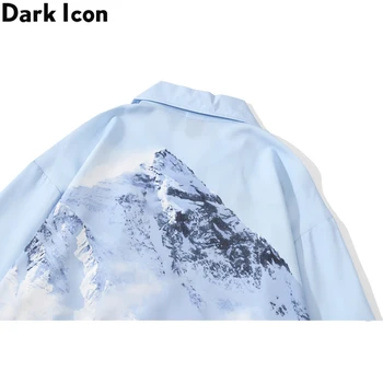 Mörka Ikonen Snow Mountain Street Shirt Män långärmad Män s Tröja 2020 Hösten Shirts för Män
