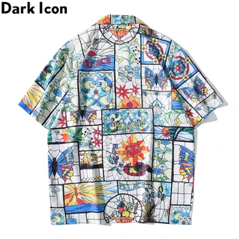 Mörka Ikonen Tryckt Hawaiian Skjortor Män Kvinnor Sommar Lätta Material för Män Tröja Kort Ärm Sommaren Polo Skjorta