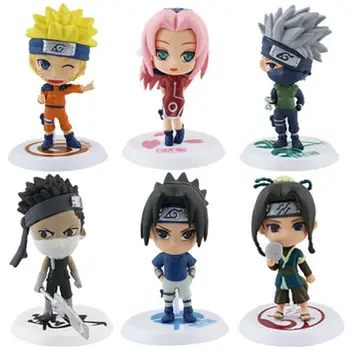 Naruto Q version Sakura Sasuke och Kakashi 6st/set Anime Tecknat PVC Modell Leksaker Figur Julklappar För Barn