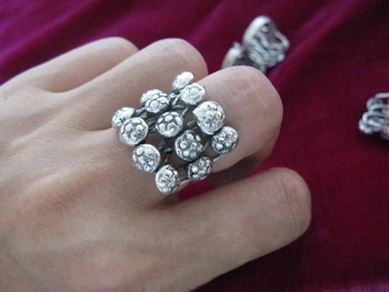 Nationella smycken Hmong handgjorda Miao silver Personlighet överdrivna hollow point ring