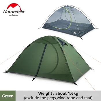 Naturehike Camping 2 Person Tält Utomhus 20D Nylon Silicon Dubbla lager Ultralätta Tält Bärbar Vandring Picknick 3 Säsong Tält