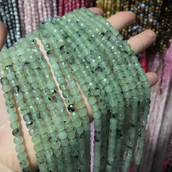 Naturlig Sten Oval Fasettslipad Grön Prehnites Kvadratisk Form, Lösa Pärlor För Smycken Gör DIY Halsband Armband Tillbehör