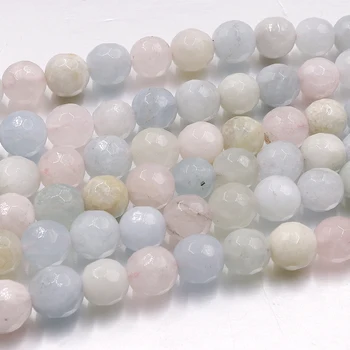 Naturliga morganite beryl 6mm facetterade runda pärlor färgglada ädelsten: pärla charm Smycken Gör DIY perlas Armband halsband