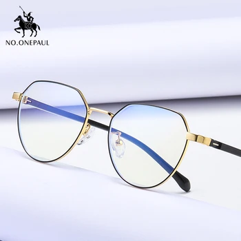 NEJ.ONEPAUL Filter Glasögon Mode för Kvinnor Dator Skyddsglasögon Retro Metall Transparenta Glasögon UV400 Nya Anti Blått Ljus Anti Blocking