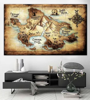 Neverland Karta skriv Ut Väggen Konst MultiPanel Ställa in Arbetsytan Ut Peter Pan Karta över Never Land Wall Decor Karta Karta för Utskrift Affisch