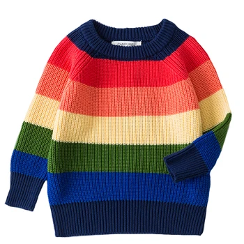 New Autumn Children Baby Sweaters Pullover Children's Sweater Rainbow Striped Girls and Boys Kintting Sweaters Tops Kids Clothes