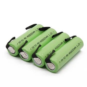 Ni-mh V 1.2 i AA laddningsbart batteri 2600 mAh nimh-cell grön fallet med svets-skär för Philips rakapparat rakblad toot