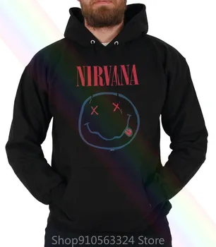 Nirvana Röd Vit Och Blå Leende Nya Vita Hoodie Tröjor Kurt Cobain Kvinnor Män