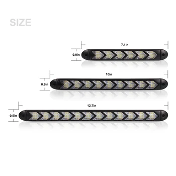 Nlpearl 2x Bil Lätt Montering LED Strip Daytime Running Light Vattentät DRL Led Sekventiell blinkers Ljus Vit Gul 12V
