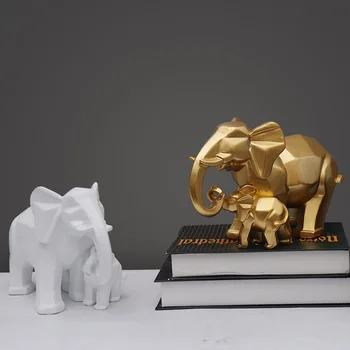 Nordiska Figurin Elefant Harts Utsmyckning Geometri Djur Mor och Barn Skrivbordet Vardagsrum heminredning Abstrakta Skulpturer