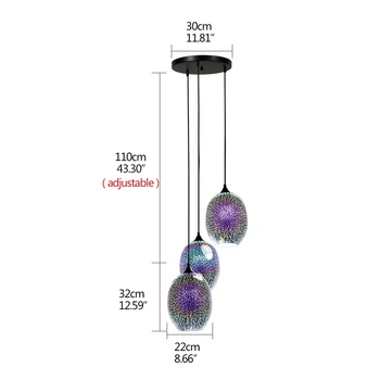 Nordiska Glas Hängande LED-Lampa E27 3 Lampor 3D Moderna och Kreativa Design Målat Taklampa för Restaurang-Bar Kläder Butik