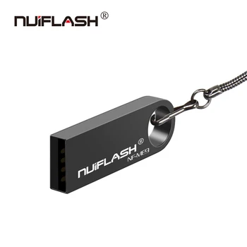 Nuiflash metall USB-Flash-Enhet USB 2.0-nyckelring Pen Drive 128GB 64 GB 32 GB 16 GB 8 GB 4 GB USB-Minne Pendrives