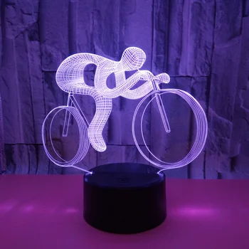 Ny Cykel 3d Nattlampa Usb Power Led lampa 7 Färgglad Touch Visuella Eller Led-nattlampa Nyhet Usb Led barnrum Ljus