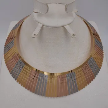 NY DESIGN av Hög Kvalitet Ltaly 750 Guld färg Smycken BIGSet För Kvinnor afrikanska pärlor smycken mode halsband örhänge set smycken