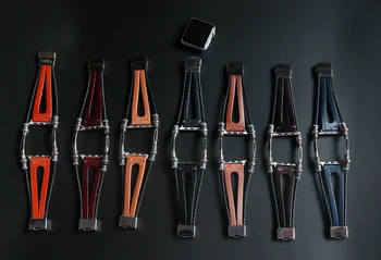Ny Retro Armband För Apple Titta på Serie 2 3 4 5 Band 38mm 40mm Kohud Läder För iWatch 42mm 44mm Klockarmband av Äkta Läder