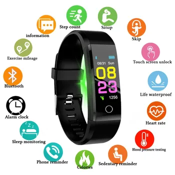 Ny Smart Klocka Män Kvinnor pulsmätare blodtryck Fitness Tracker Smartwatch Sport Klocka för +BOX