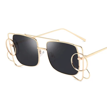 Ny Trendig Personlighet Solglasögon av Metall Oregelbundna Ram Små Prickar som Dekoration Unisex Glasögon UV400 Skydd