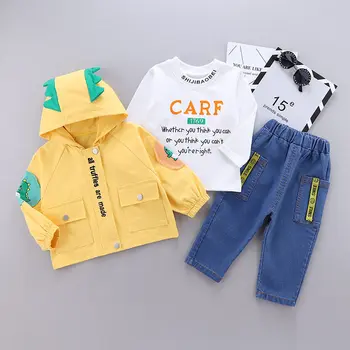 Ny Våren Hösten Barn Kläder Baby Pojkar Flickor Tecknat Huvtröjor JACKA T-Shirt Byxor Barn Spädbarn Kläder för Barn Sportkläder