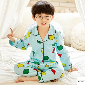 Nya 2020 Våren Hösten Barn Pyjamas Set Söt Baby Bomull Sleepwear ställa casual Flickor Nattkläder lång ärm Byxor Pojkar lounge