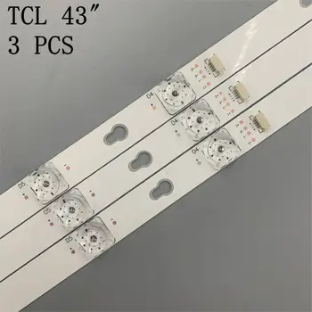 Nya 3 bitar/setLED bakgrundsbelysning strip 8 lampa för TCL 43