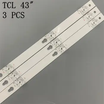 Nya 3 bitar/setLED bakgrundsbelysning strip 8 lampa för TCL 43