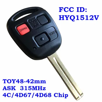 Nya 3-Knapparna Remote Huvud nyckelbricka För HYQ1512V 4D67/4D68/4C Chip 315Mhz För Lexus GX470 LX470 2003-2008