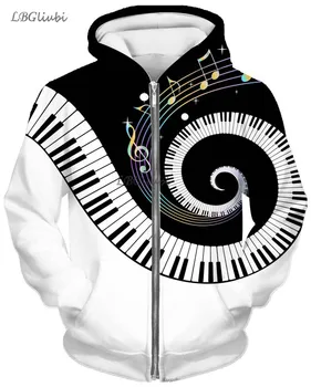 Nya 3D-utskrivna piano dragkedja hoodies män och kvinnor mode hoodies худи piano hoodies utomhus jacka menxs-6xl