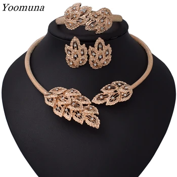 Nya Afrikanska Pärlor Smycken Ställer Brud Eller Guld Färg Halsband Set Nigerianska Bröllop Dubai Smycken Uppsättningar Design Tillbehör