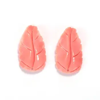 Nya Ankomst Rosa Conch Shell Snidade Löv Örhängen pärlor, 27X16X4mm, 2.6 g