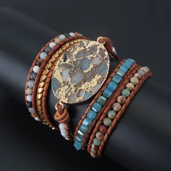Nya Bohemiska Armband PÄRLOR är HANDGJORDA Design Etnisk Stil Naturlig Hav Sten Armband till alla Hjärtans Dag Present