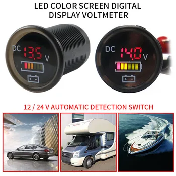 Nya DC 12V/24V Universal Car Motorcykel Båt Digital Voltmeter Battery Monitor Mäta Vattentät LED Spänning Mätare