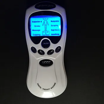 Nya engelska Nyckel Dubbla ingångar Elektrisk Stimulator Hela Kroppen att Slappna av Muskler Massager,Puls tens Akupunktur terapi+8 Elektrod kuddar