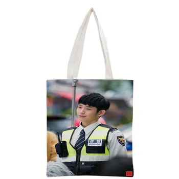 Nya kom anpassad KPOP Jung Hae I tryckt canvas tote bag kvinnor handväska stranden travel bag bärbara shopping bag