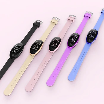 Nya Kvinnor Smarta Elektroniska Armband Stegräknare Sport Digital Klocka Mode Läder Väckarklocka Kalorier Fitness Armband Till 2020