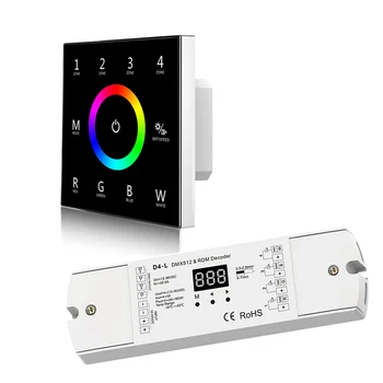 Nya Led DMX-Master Controller 86mm Typ väggfäste Touch Panel Och 5A, 4-Kanal DMX512 Dekoder 120V-240V Rgbw RGB Strip Dimmer